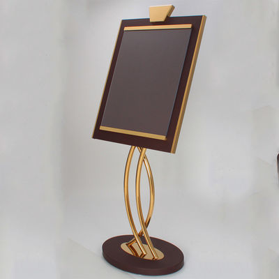 Customized Golden Metal Sign Holder Hotel Restaurant Metal Sign Stand