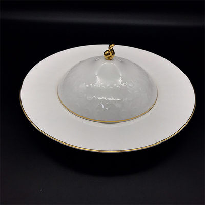 White On Glazed Ceramic Plates With Cover For Wedding Party