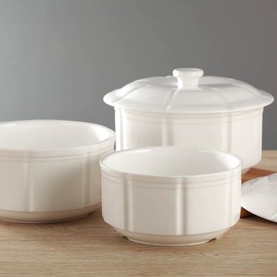 White Ceramic Porcelain Soup Bowl Stock Pots For Hotel Restaurant Home