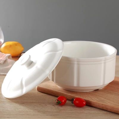 White Ceramic Porcelain Soup Bowl Stock Pots For Hotel Restaurant Home