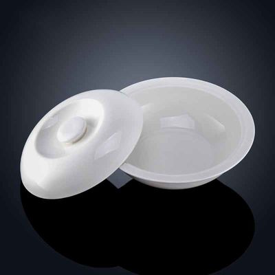 Pumpkin Shaped 2100ml With Cover Big White Ceramic Bowl For Hotels & Restaurants