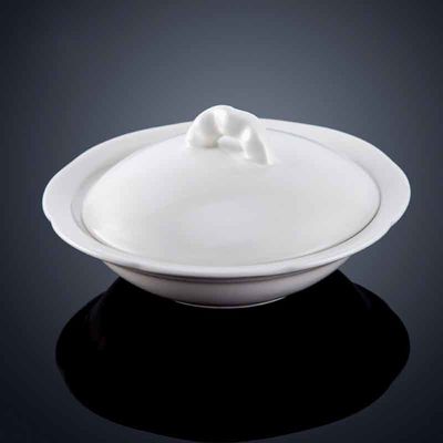Hotel Restaurant Dinnerware Steak Soup Round White Ceramic Bowl With Lid