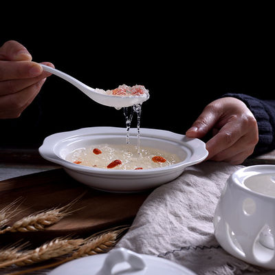 Hotel Restaurant Dinnerware Steak Soup Round White Ceramic Bowl With Lid