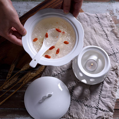 Hotel Restaurant Dinnerware Steak Soup Round White Ceramic Bowl With Lid