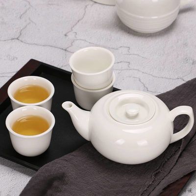 Ceramic teapot set New Bone China White Round Porcelain tea pot with cup