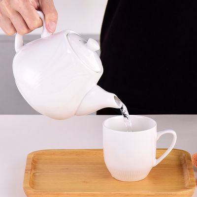 Ceramic teapot set New Bone China White Round Porcelain tea pot with cup