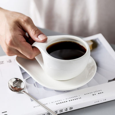 Boat Shape White Porcelain Mug Plain White Coffee Mugs For cafe