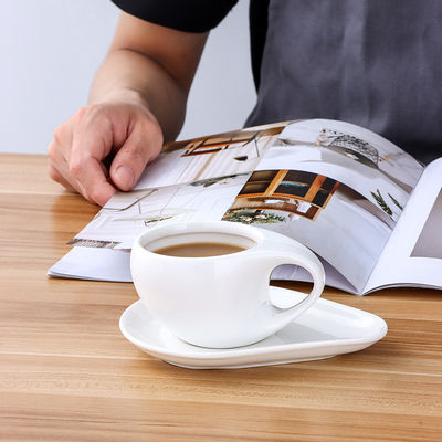 Boat Shape White Porcelain Mug Plain White Coffee Mugs For cafe