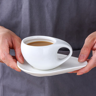 Boat Shape White Porcelain Mug Plain White Coffee Mugs For cafe