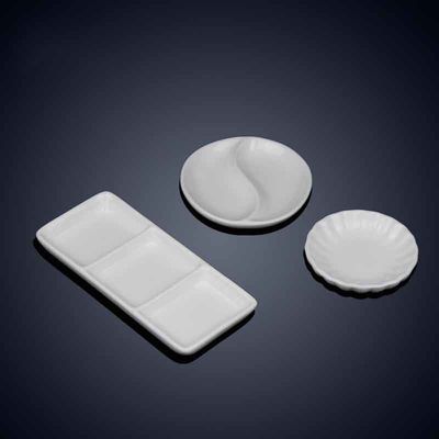 White Porcelain Sauce Dish Ceramic Divided Plates Porcelain Sauce Dish For Sushi