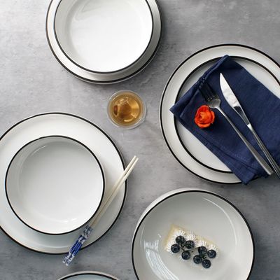 White Household Hotel Restaurant Dinner Bowl Plate Spoon Ceramic Dinnerware