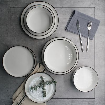 White Household Hotel Restaurant Dinner Bowl Plate Spoon Ceramic Dinnerware