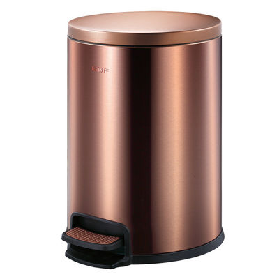 Champagne Gold Hotel Trash Bin With Lid Foot Operated Hotel Room Dustbin
