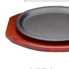 Oval Sizzler Plate With Wooden Base 27*17cm Cast Iron Sizzling Plate