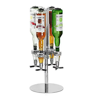 Aluminum Rotating Vertical Liquor Dispenser 6 Bottle Used In Bar