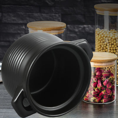 OEM Black Casserole Cooking Pot Ceramic Soup Pot With Lid