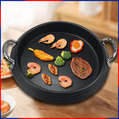Cast Iron Flat Grill Pan Non-Stick Pancake Flapjack Steak Pot With Glass Lid