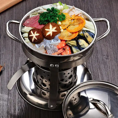 Hotel Stainless Steel Cooking Pot With Alcohol Stove And Lid