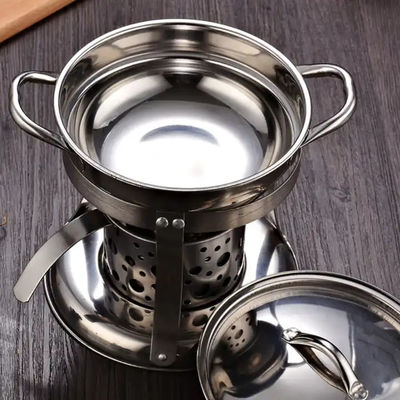 Hotel Stainless Steel Cooking Pot With Alcohol Stove And Lid