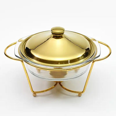 Transparent Alcohol Furnace Round Chafing Dish With Glass Lid