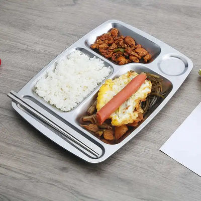 Canteen 3 Compartment Steel Plates Tableware And Utensils For Hotels