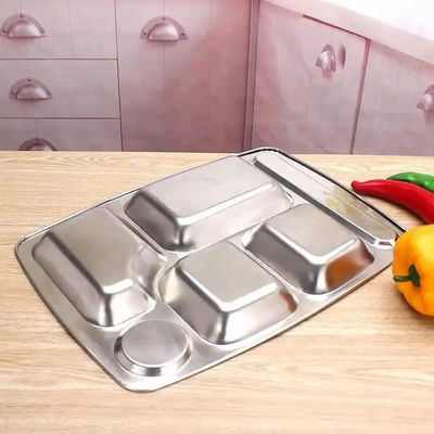 Canteen 3 Compartment Steel Plates Tableware And Utensils For Hotels
