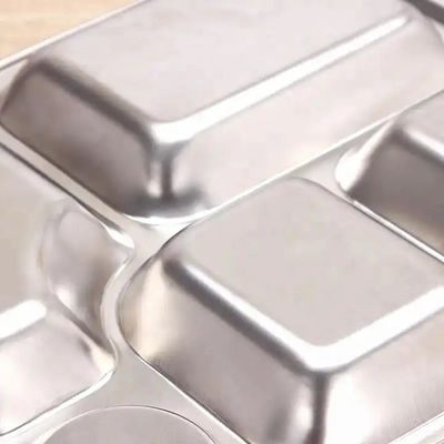Canteen 3 Compartment Steel Plates Tableware And Utensils For Hotels