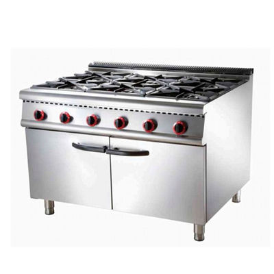 CE 6 Burner Gas Range Commercial Cooking Equipments With Cabinet