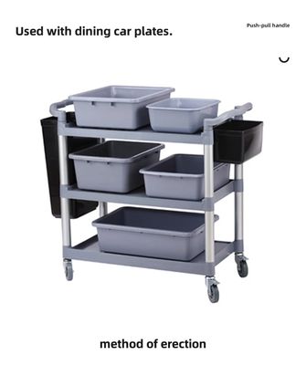 Three Tiers Kitchen Dining Cart Hotel Cleaning Supplies 3 Shelf Cart On Wheels