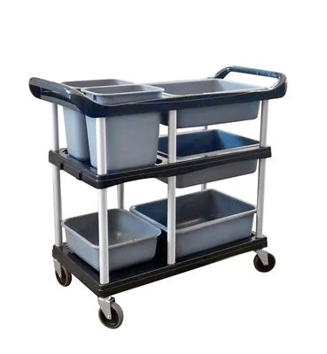 Three Tiers Kitchen Dining Cart Hotel Cleaning Supplies 3 Shelf Cart On Wheels