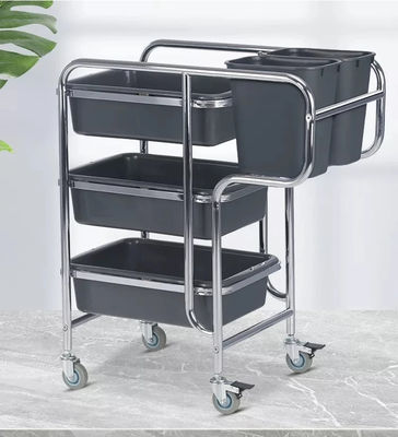 3 Tier Stainless Steel Trolley Hotel Cleaning Supplies 3 Tier Service Trolley