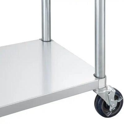 OEM 3 Layers Stainless Steel Prep Table With Wheels Commercial Work Table
