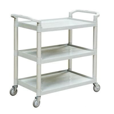 Plastic 3 Tier Food Trolley Hotel Cleaning Supplies Three Shelf Cart With Wheels