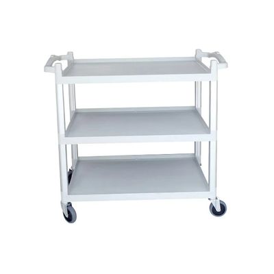 Plastic 3 Tier Food Trolley Hotel Cleaning Supplies Three Shelf Cart With Wheels