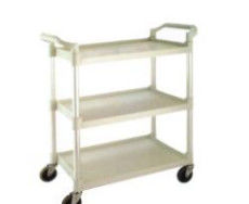 Plastic 3 Tier Food Trolley Hotel Cleaning Supplies Three Shelf Cart With Wheels