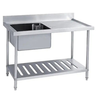 Kitchen Stainless Steel Table And Sink Food Prep Table With Sink