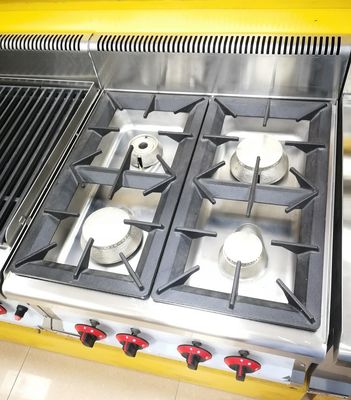 4 Burners Gas Hot Plate Stove Commercial Cooking Equipments Stainless Steel