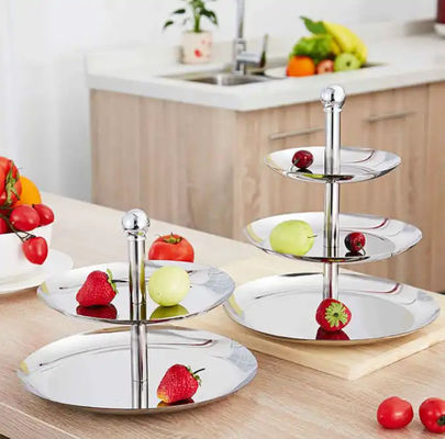 Detachable 2 Tier Stainless Steel Fruit Basket Hotel Lobby Supplies