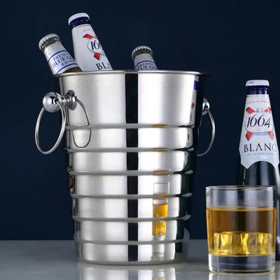 Double Handles Stainless Steel Ice Bucket Coffee Bar Equipment Metal Drink Bucket