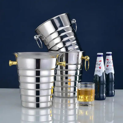 Double Handles Stainless Steel Ice Bucket Coffee Bar Equipment Metal Drink Bucket