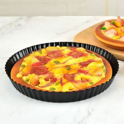 Black Non Stick Pizza Baking Pan With Removable Loose Bottom