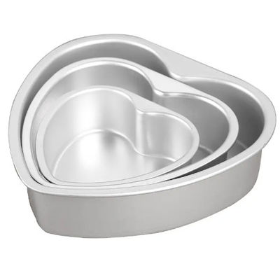 Aluminum Anode Heart Shaped Cake Mold With Fixed Base Non Removable Baking Mold