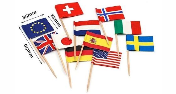 Personalised Toothpick Flags Disposable Country Flag Toothpicks