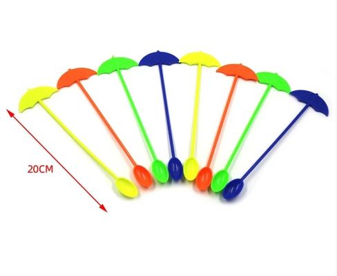 Food Grade Mixed Color PP Plastic Drinking Straws With Spoon Shaker Spoon