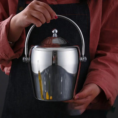 Champagne Beer Ice Bucket Stainless Steel With Lid 1L 2L