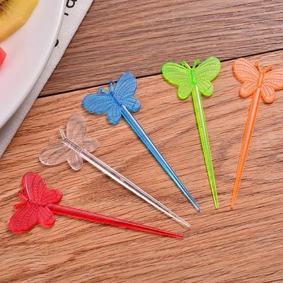 Butterfly Plastic Disposable Fruit Stick Creativity Bar Restaurant Home Fork