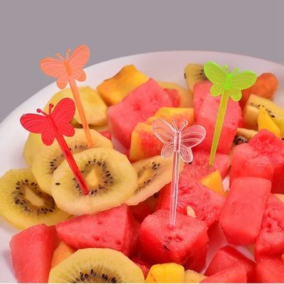 Butterfly Plastic Disposable Fruit Stick Creativity Bar Restaurant Home Fork