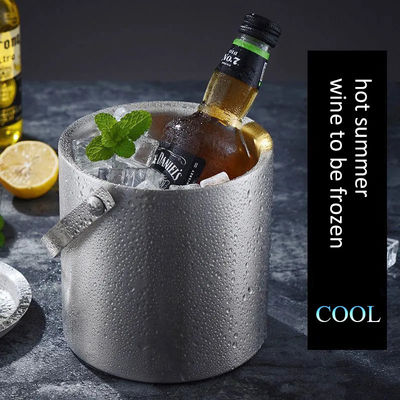 bright Surface ice bucket Stainless Steel With Lid And Strainer Beer Champagne For Bar
