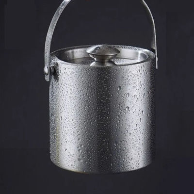 bright Surface ice bucket Stainless Steel With Lid And Strainer Beer Champagne For Bar