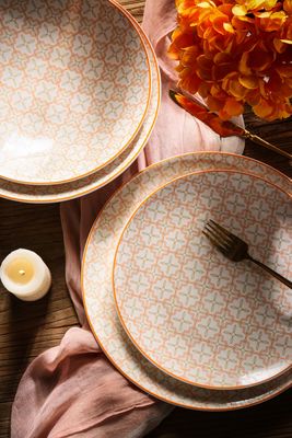 Bone China Dinnerware Set Luxury Ceramic Dining Dishes Plates Bowls Cups Sets